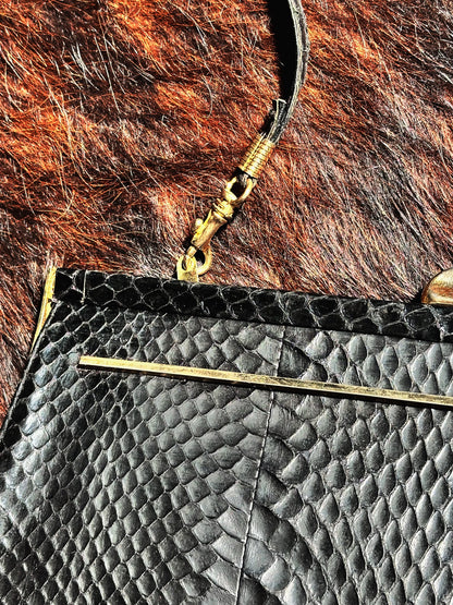 CLUTCH - 80s structured exotic leather bag