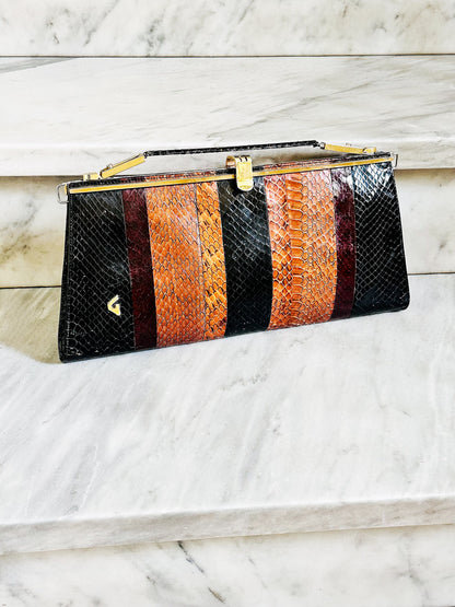 CLUTCH - 80s structured exotic leather bag