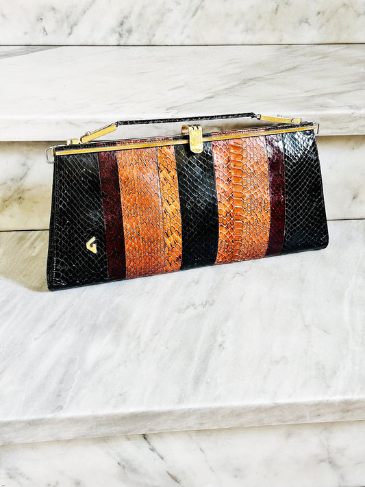 CLUTCH - 80s structured exotic leather bag