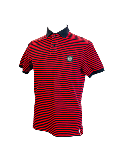 STONE ISLAND - Polo a righe color rosso/navy | L