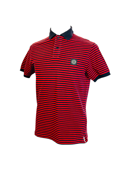 STONE ISLAND - Polo a righe color rosso/navy | L