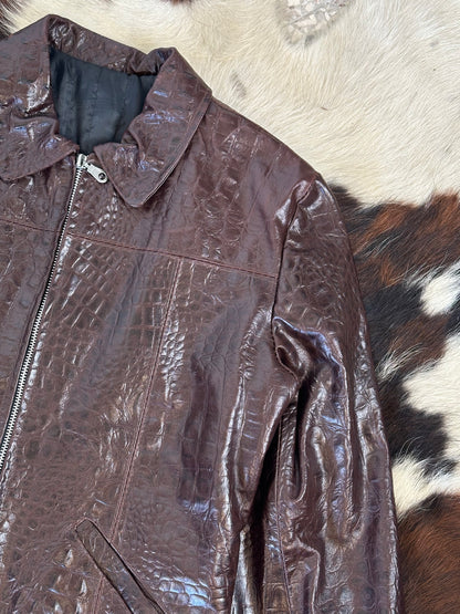 Giacca di pelle cocco 🐊 Rosso Borgogna scuro