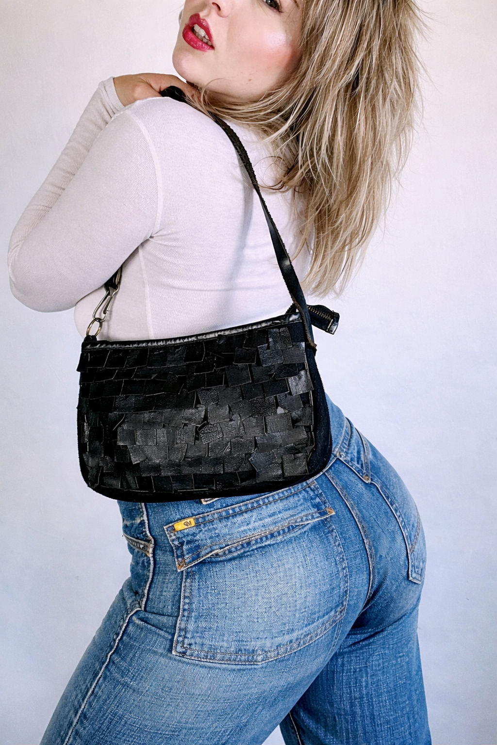 Borsa a spalla vera pelle nera