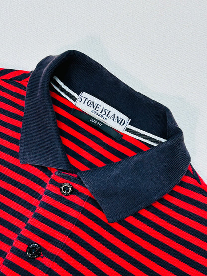STONE ISLAND - Polo a righe color rosso/navy | L