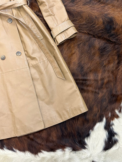 Trench in vera pelle color cammello
