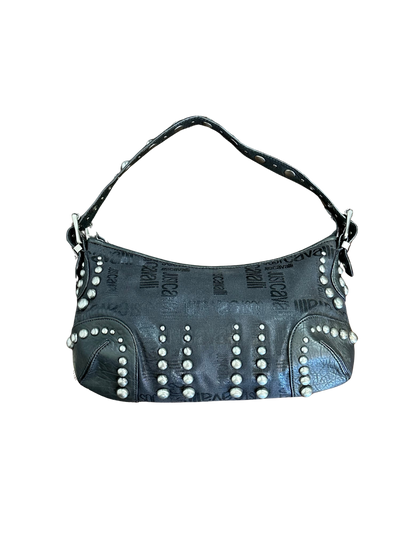 JUST CAVALLI - Borsa hobo a spalla nera borchiata Y2K