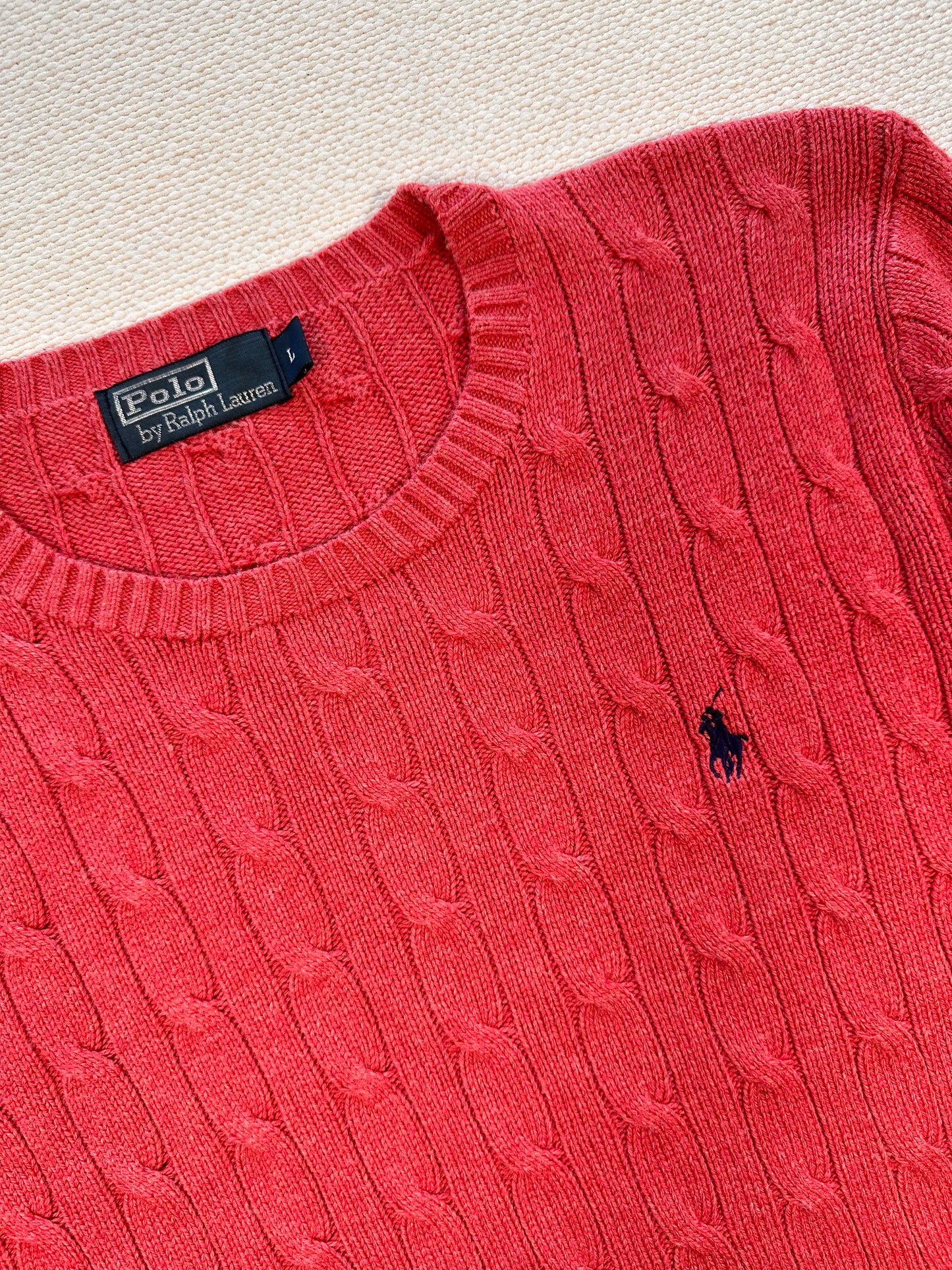 POLO RALPH LAUREN - Pullover rosa fragola 🍓 con trecce