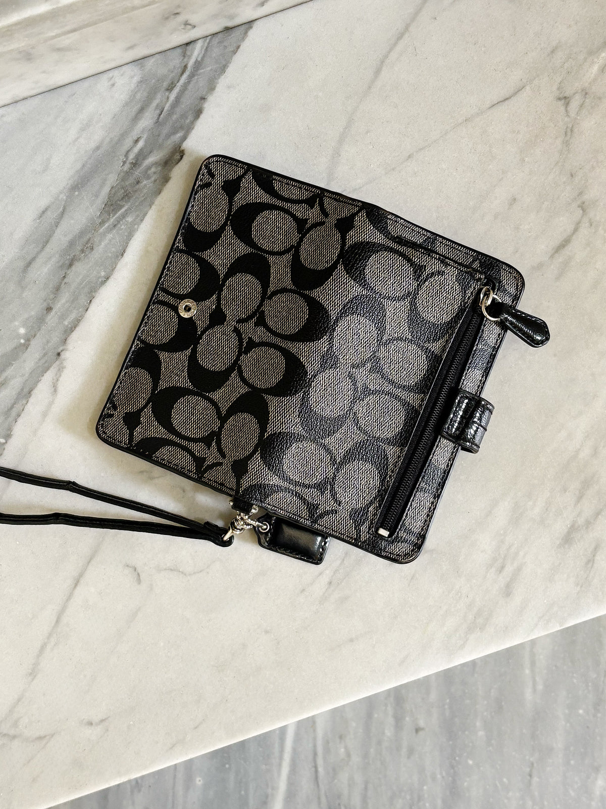 COACH - Signature Wallet Wristlet – Portafoglio Pochette da Polso Nero