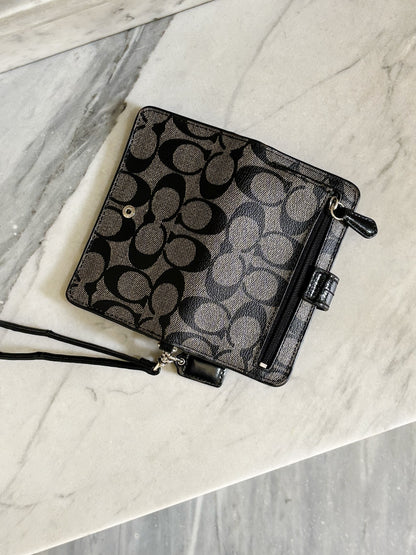 COACH - Signature Wallet Wristlet – Portafoglio Pochette da Polso Nero