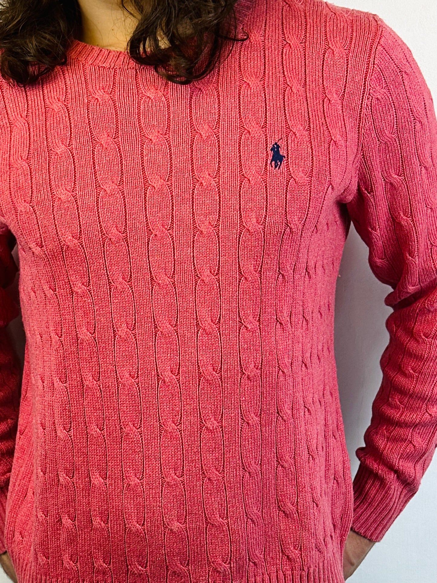POLO RALPH LAUREN - Pullover rosa fragola 🍓 con trecce