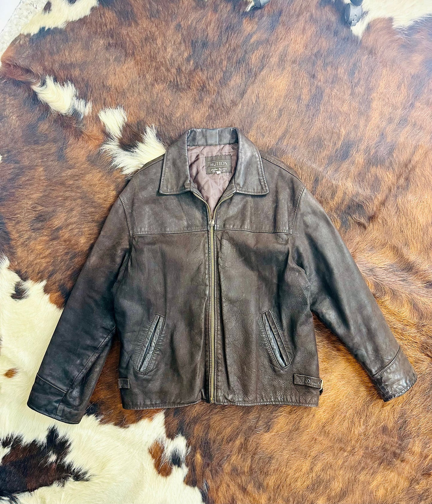 Giacca di pelle marrone Classic Fit