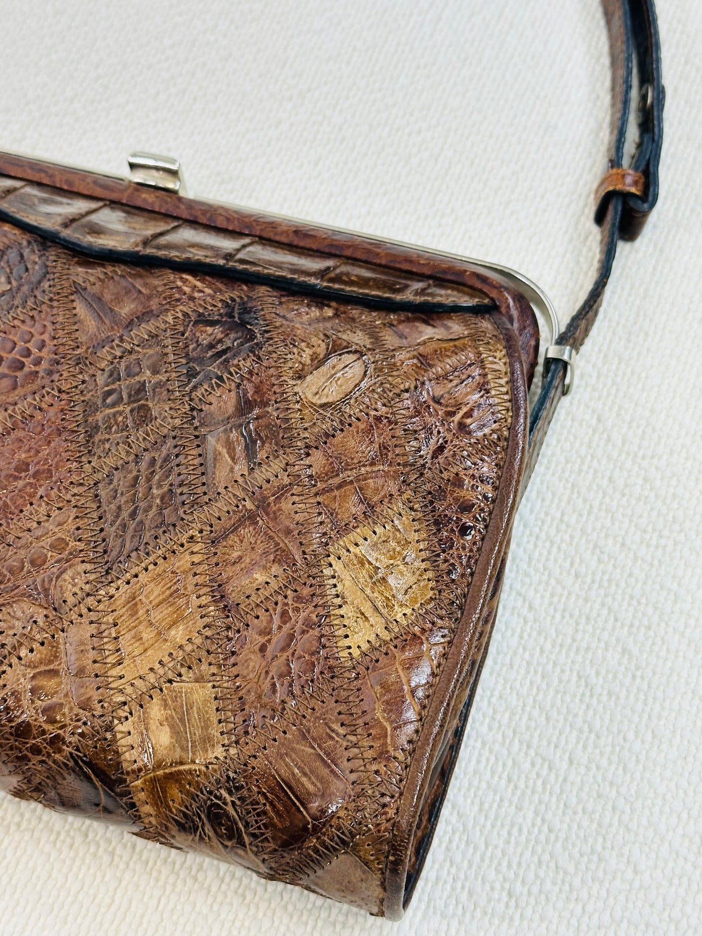 CLUTCH - Borsa Vintage Artigianale in Patchwork di Pelle Cocco