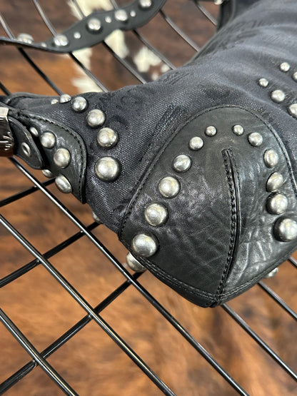 JUST CAVALLI - Borsa hobo a spalla nera borchiata Y2K