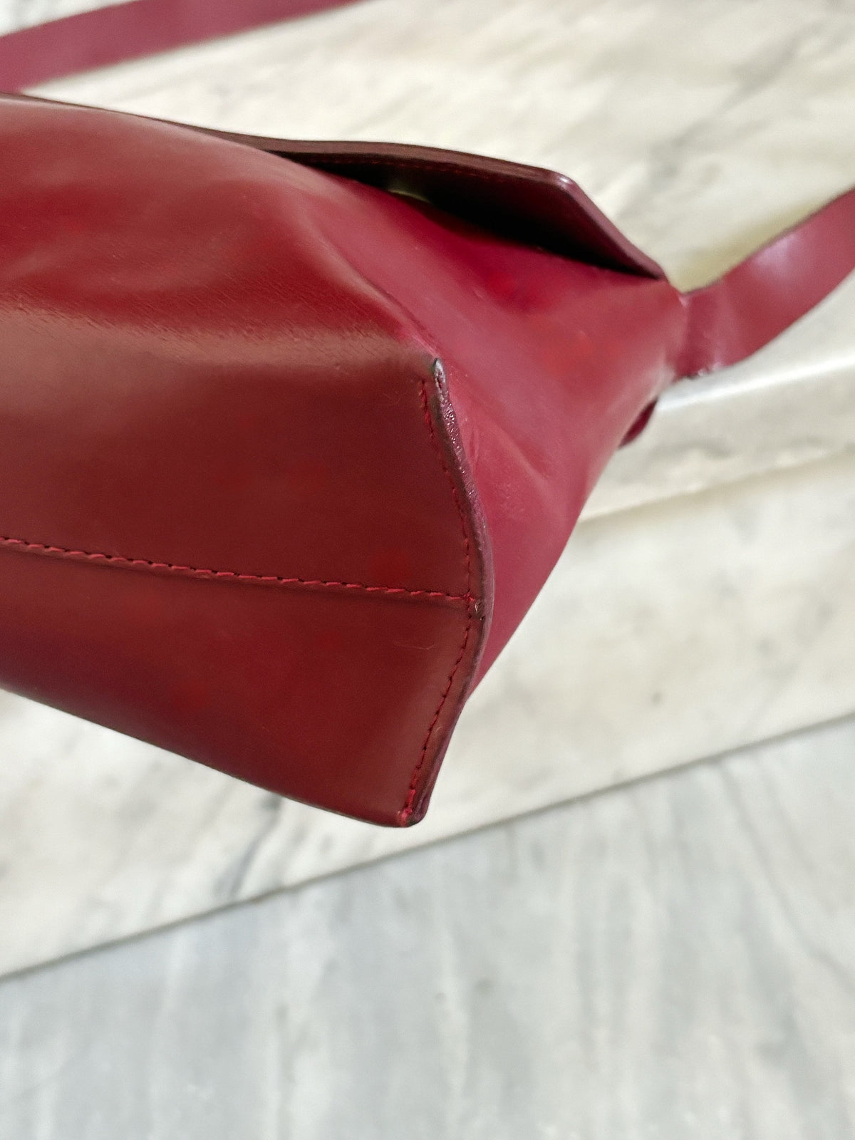 Vintage Burgundy Leather Shoulder Bag – Borsa a Spalla in Pelle Bordeaux Anni ’90