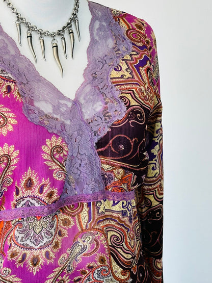 Top Paisley in Voile con Pizzo Lilla – Anni 2000 Vibes