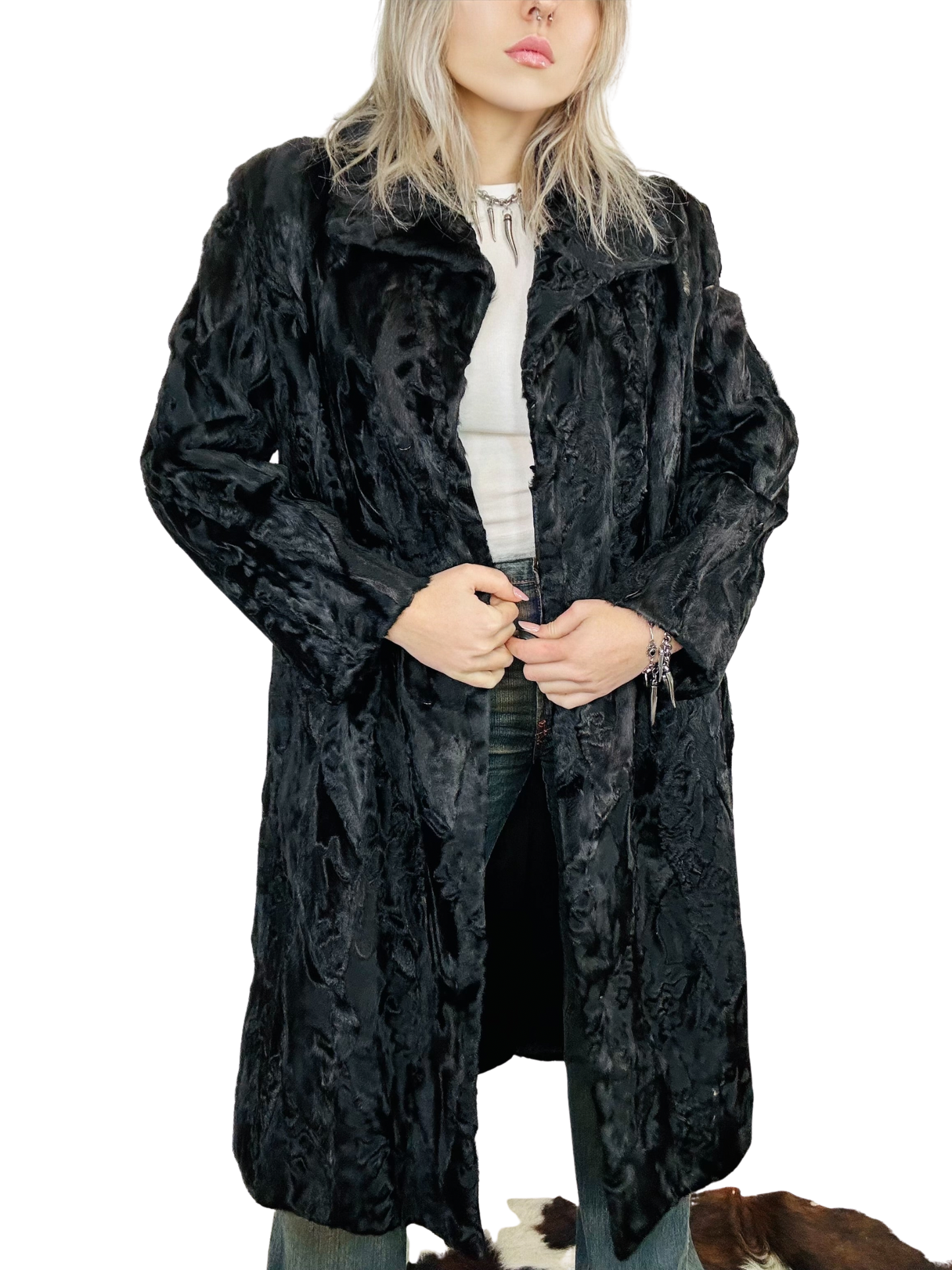 Cappotto Vintage in Astrakan Nero