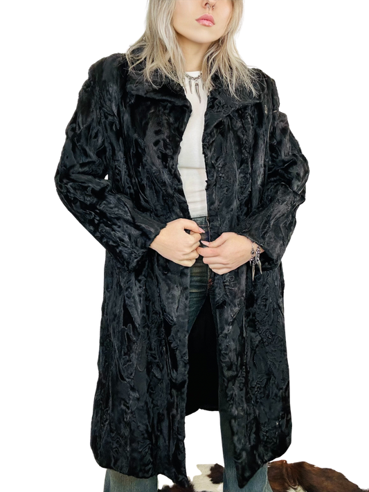 Cappotto Vintage in Astrakan Nero