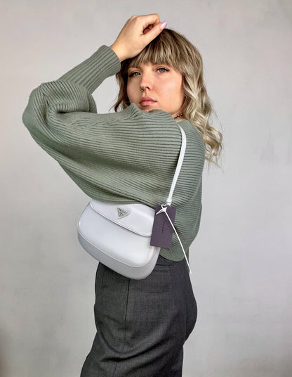 PRADA - Cleo in Pelle Spazzolata Grigio Ghiaccio| MEDIUM e SMALL