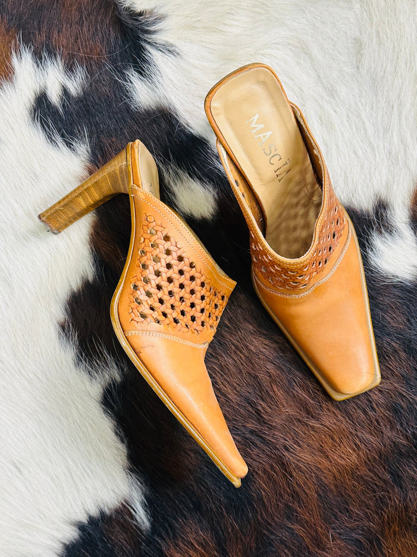Mules vintage in pelle intrecciata “Mascia” – Made in Italy |Taglia 40