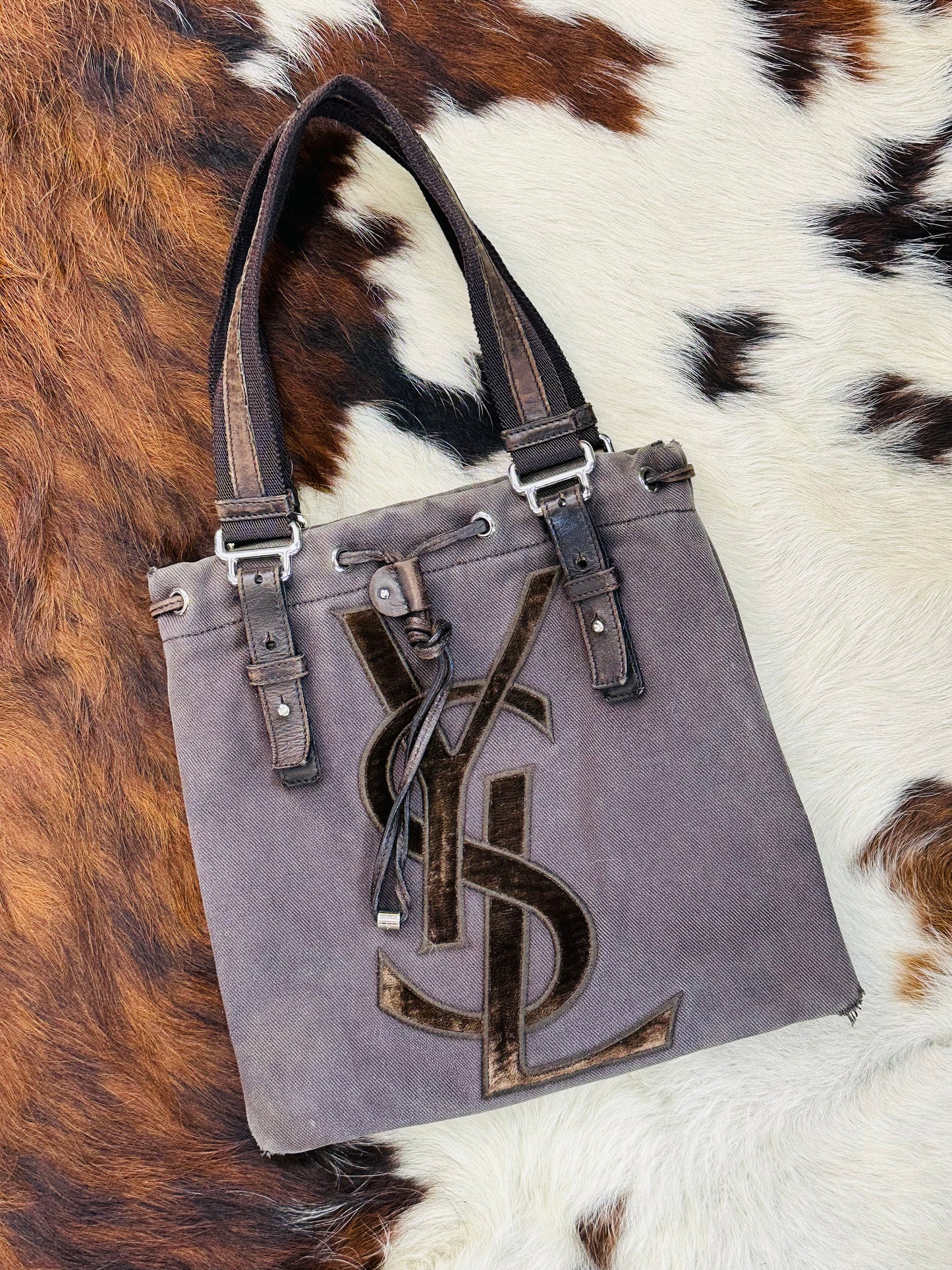 YVES SAINT LAURENT - Borsa a spalla in tela