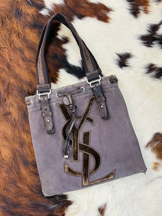 YVES SAINT LAURENT - Borsa a spalla in tela