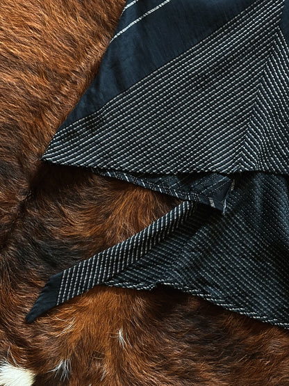 Gonna vintage asimmetrica Made in Italy con righe geometriche e pannello drappeggiato
