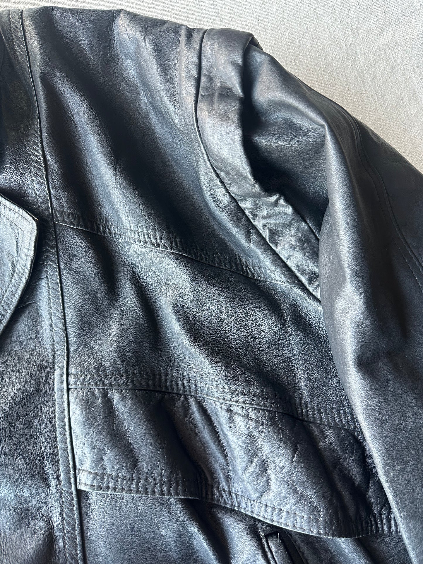Giacca/gilet bomber in pelle nero