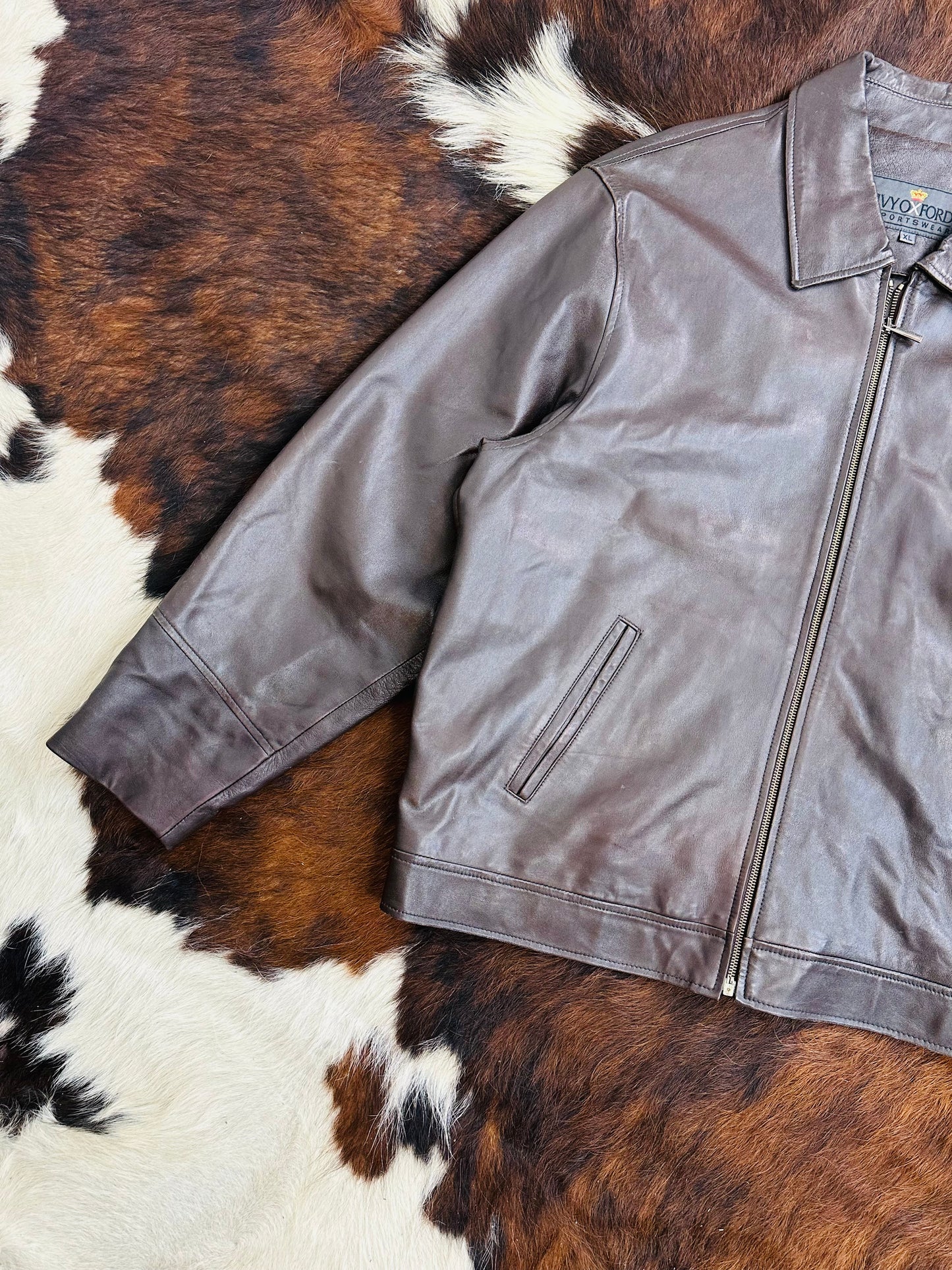 Giacca di pelle marrone Classic Fit