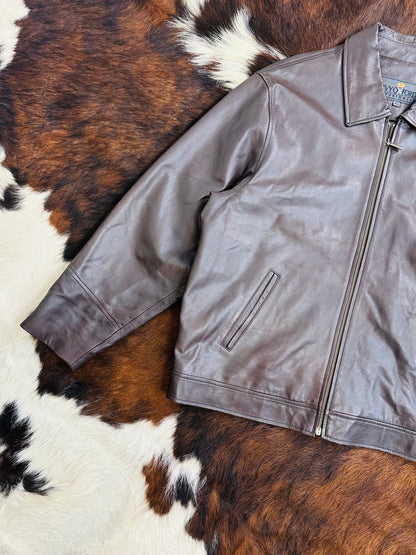 Giacca di pelle marrone Classic Fit