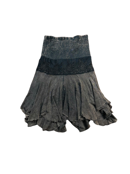 Gonna Vintage Boho Y2K con Ricami e Balze Asimmetriche