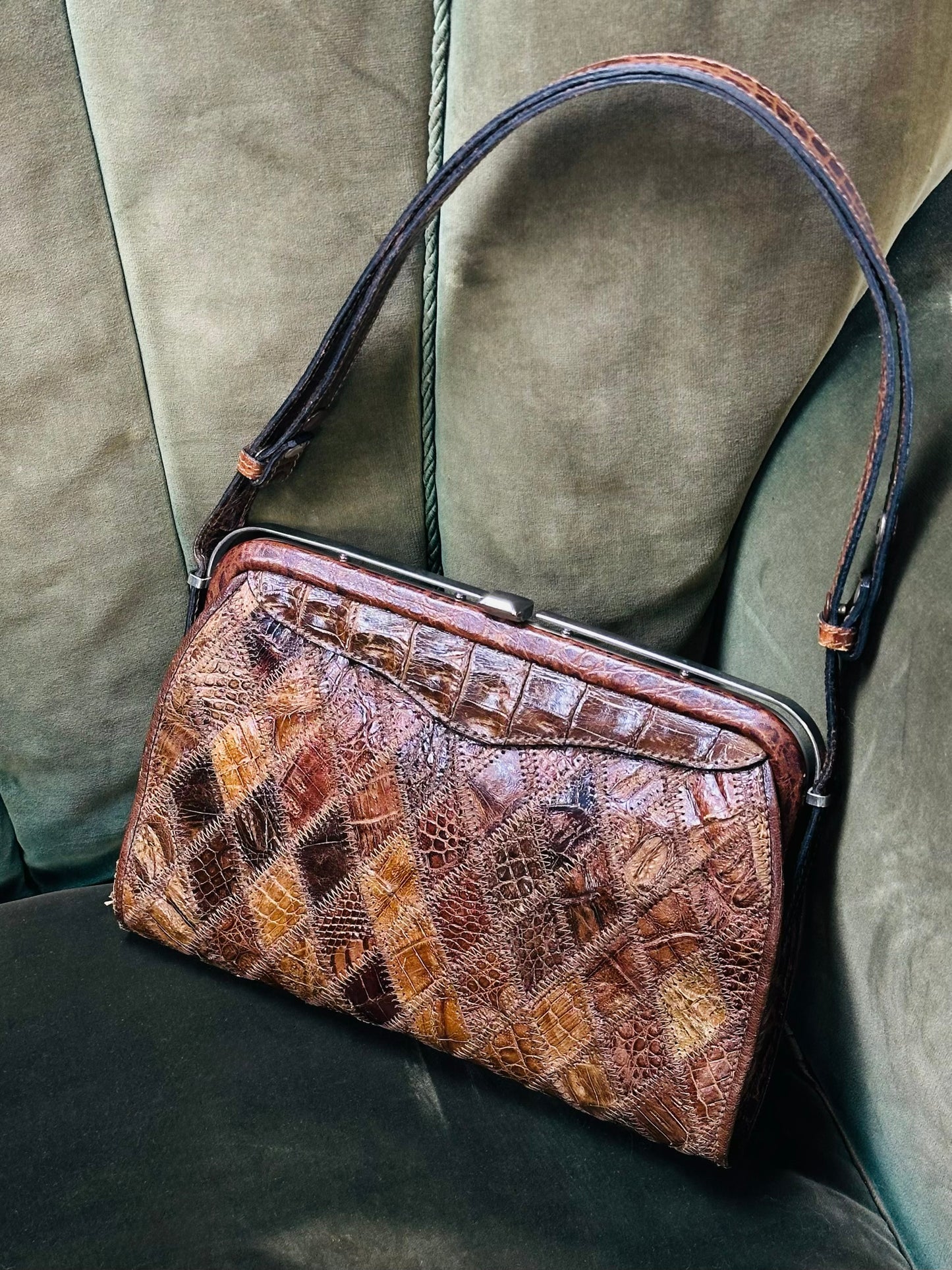 CLUTCH - Borsa Vintage Artigianale in Patchwork di Pelle Cocco