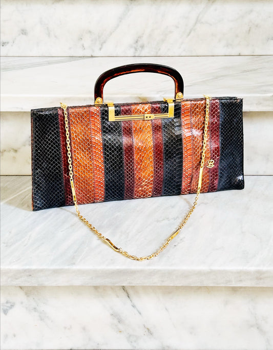 CLUTCH - 80s structured exotic leather bag