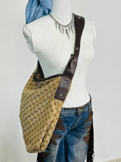 GUCCI - Shopper in Tela GG Monogram con Tracolla in Pelle