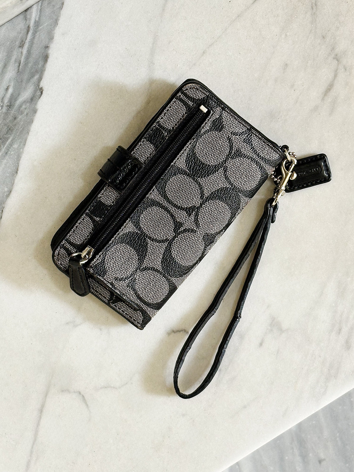 COACH - Signature Wallet Wristlet – Portafoglio Pochette da Polso Nero