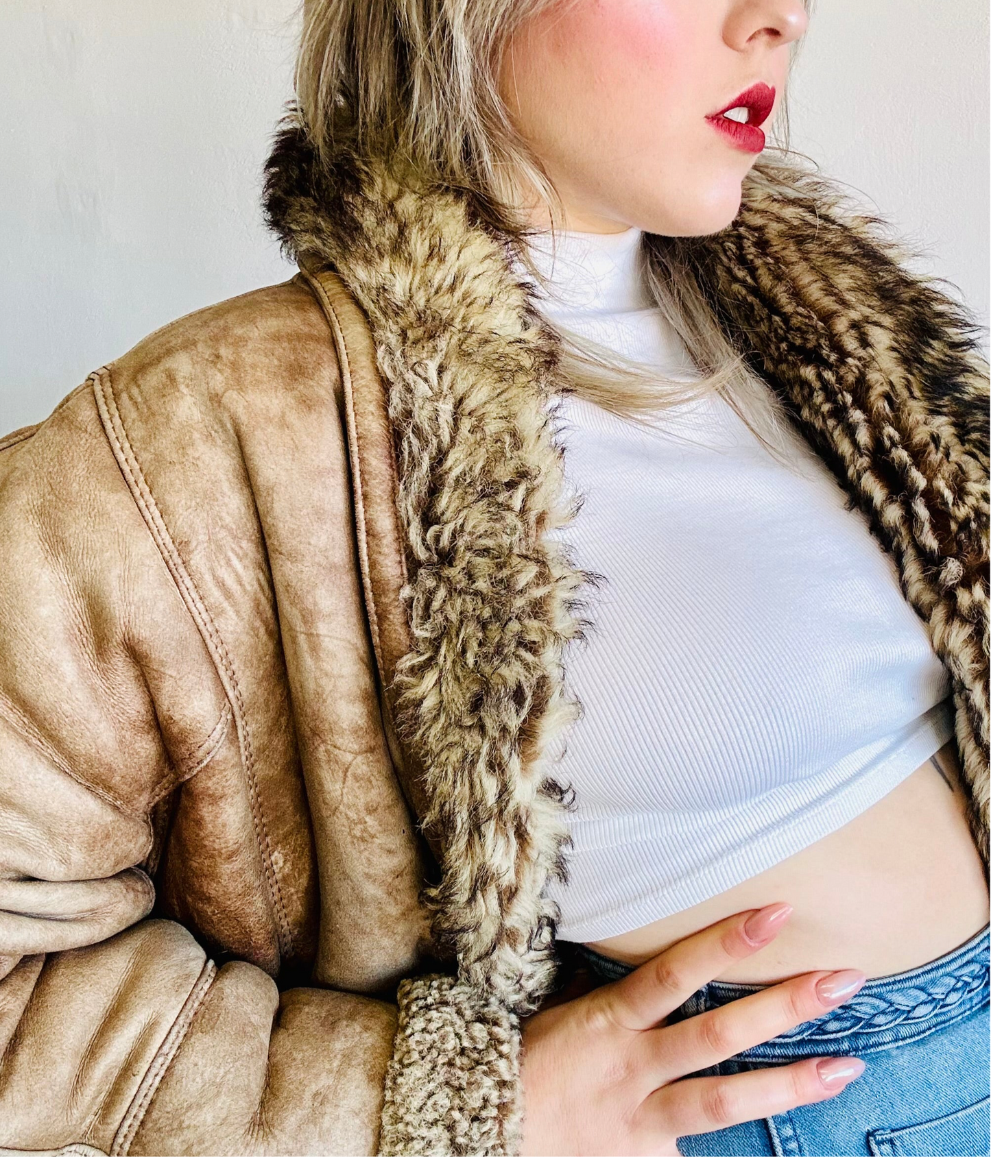 Montone original shearling beige marmorizzato