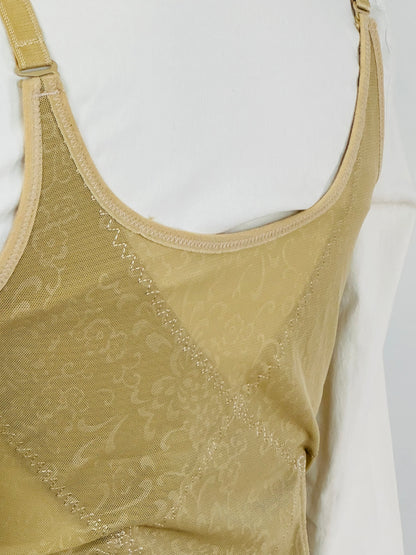Corsetto steccato vintage in tulle ricamato – color champagne