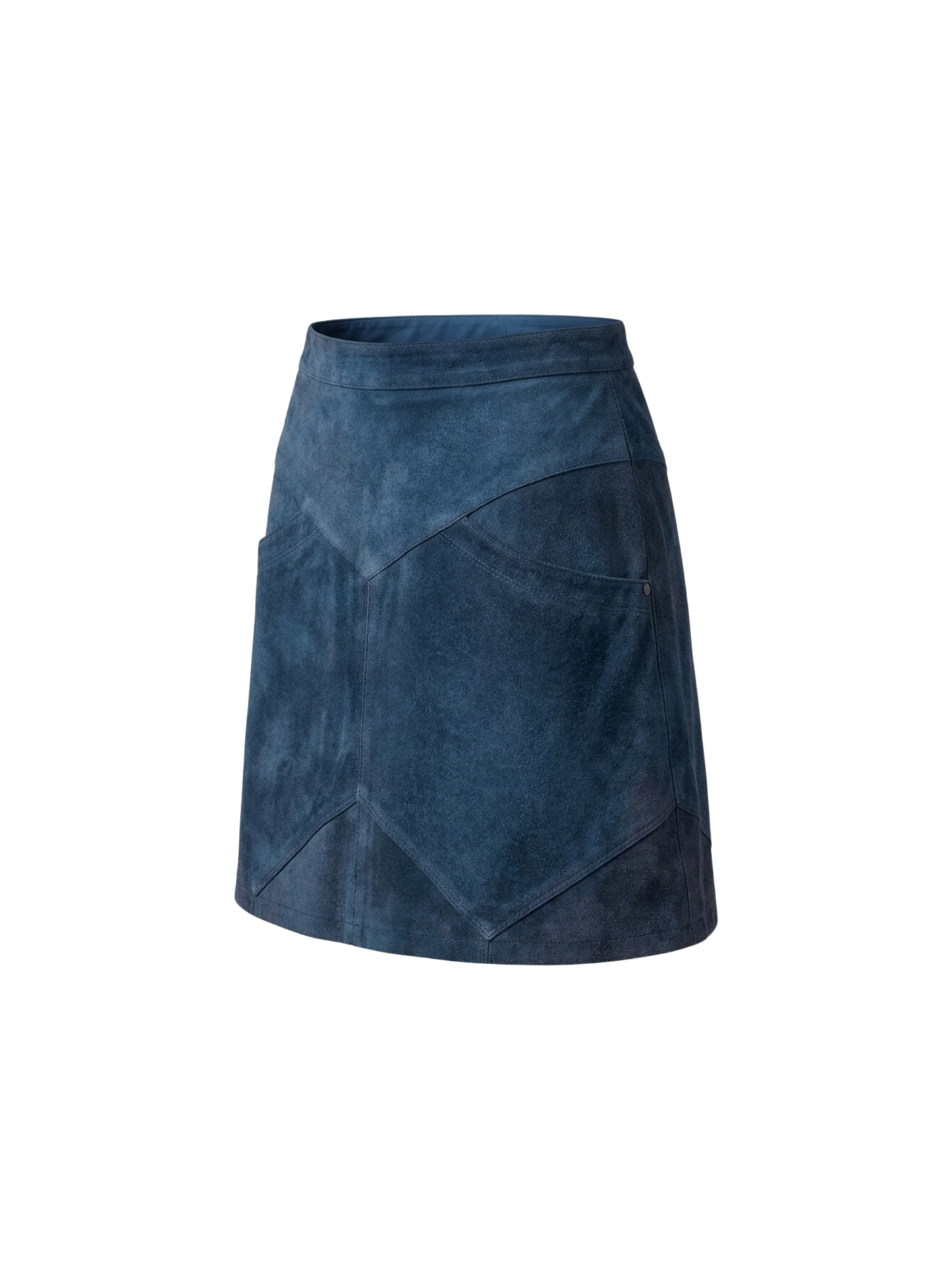 Gonna vintage in vera pelle scamosciata blu