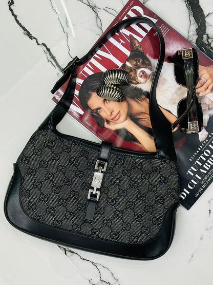 GUCCI - Jackie Mini Monogram GG Canvas Nero e Pelle Liscia
