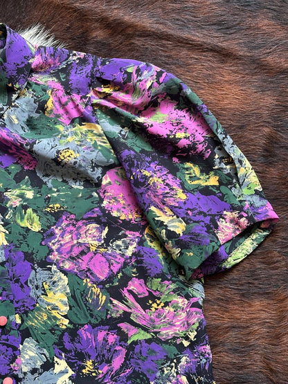 Completo vintage floreale anni ’80/’90 – camicia cropped + gonna plissé