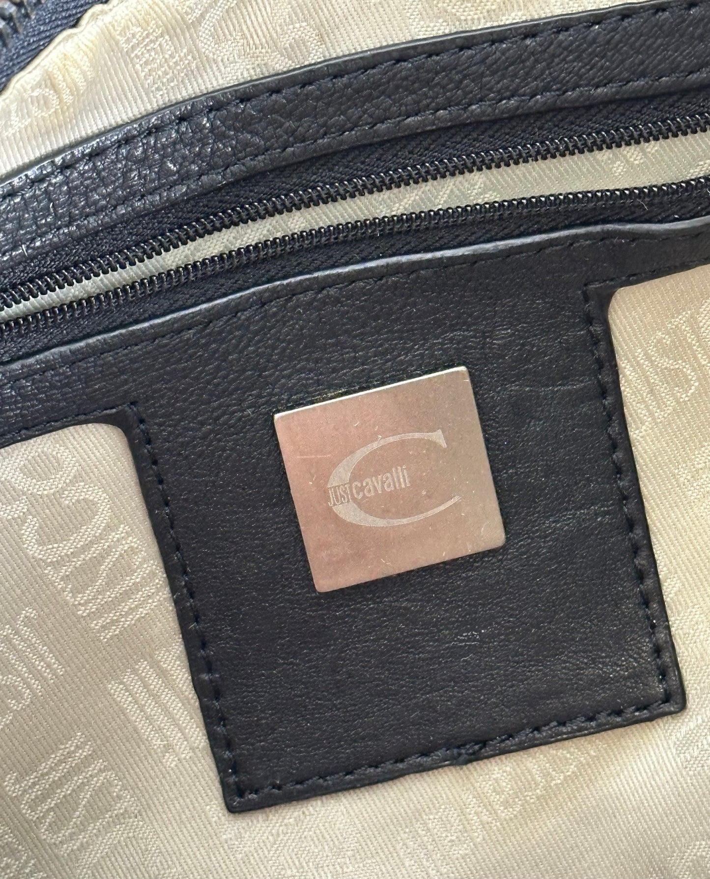 JUST CAVALLI - Borsa hobo a spalla nera borchiata Y2K
