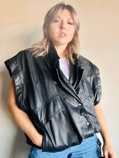 Giacca/gilet bomber in pelle nero
