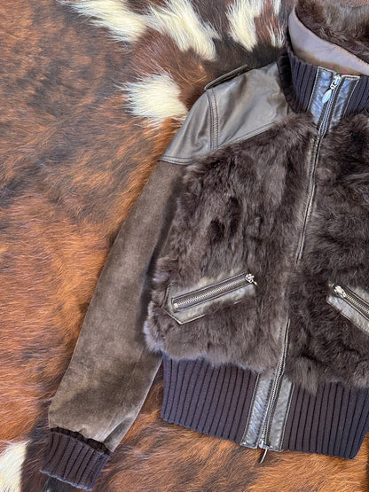 Giacca di pelle aviatore con pelliccia