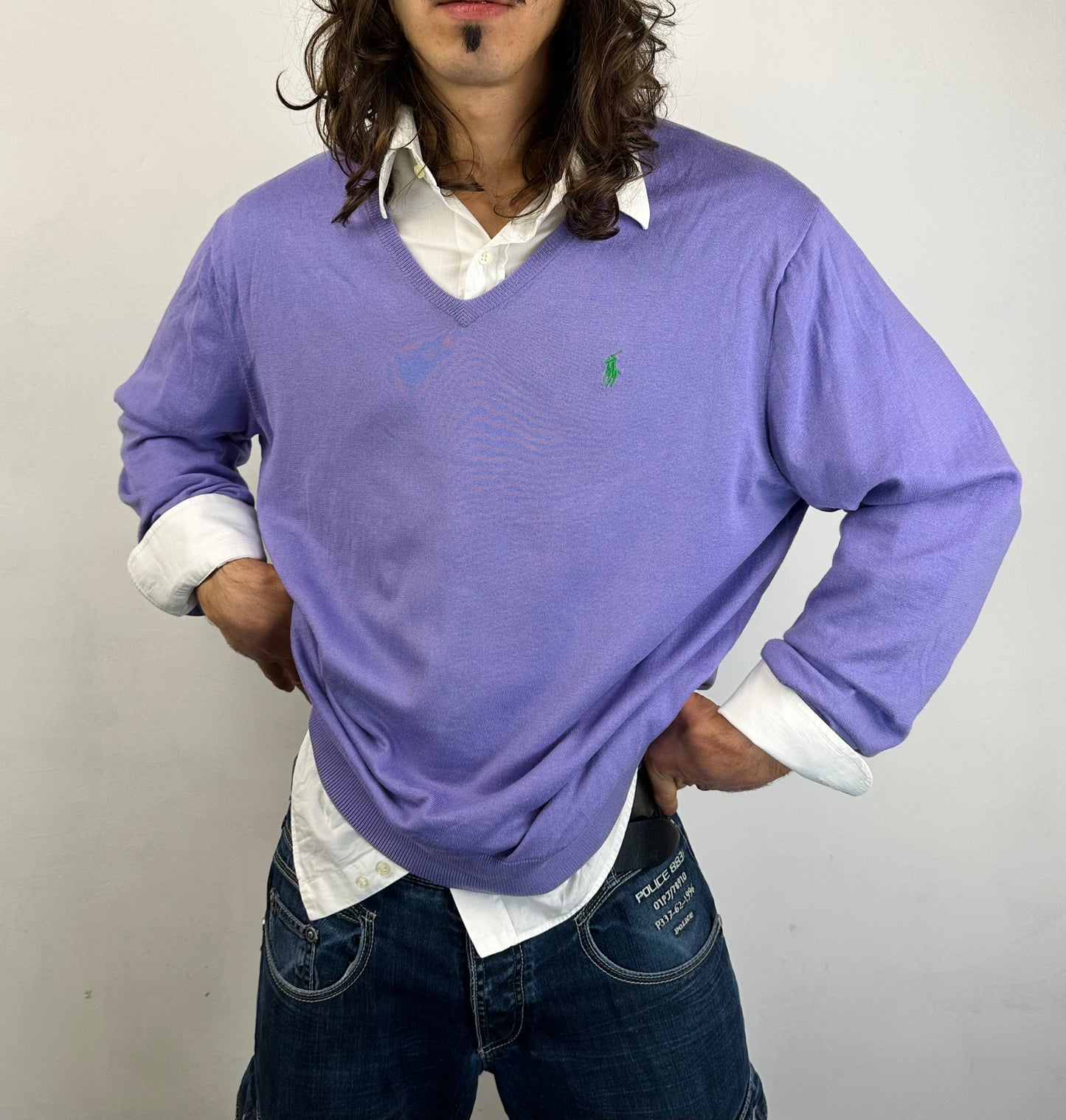 POLO RALPH LAUREN - Pullover lilla maglia rasata