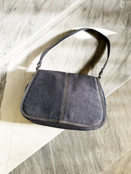 SISLEY - Vintage Y2K Denim Baguette Bag – 2000s Shoulder Bag