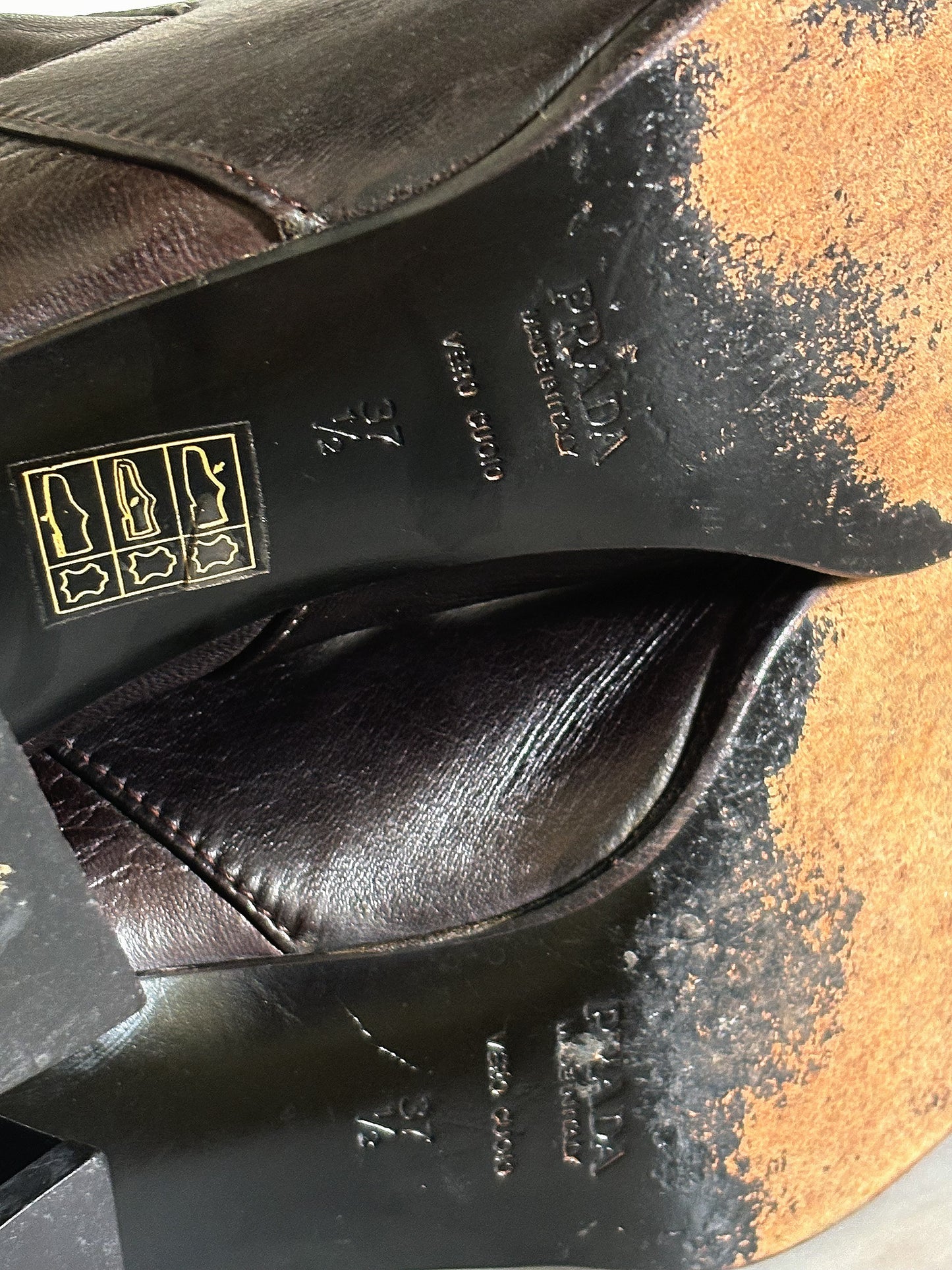 PRADA - Stivaletti Vintage in pelle marrone con tacco | Taglia 37½