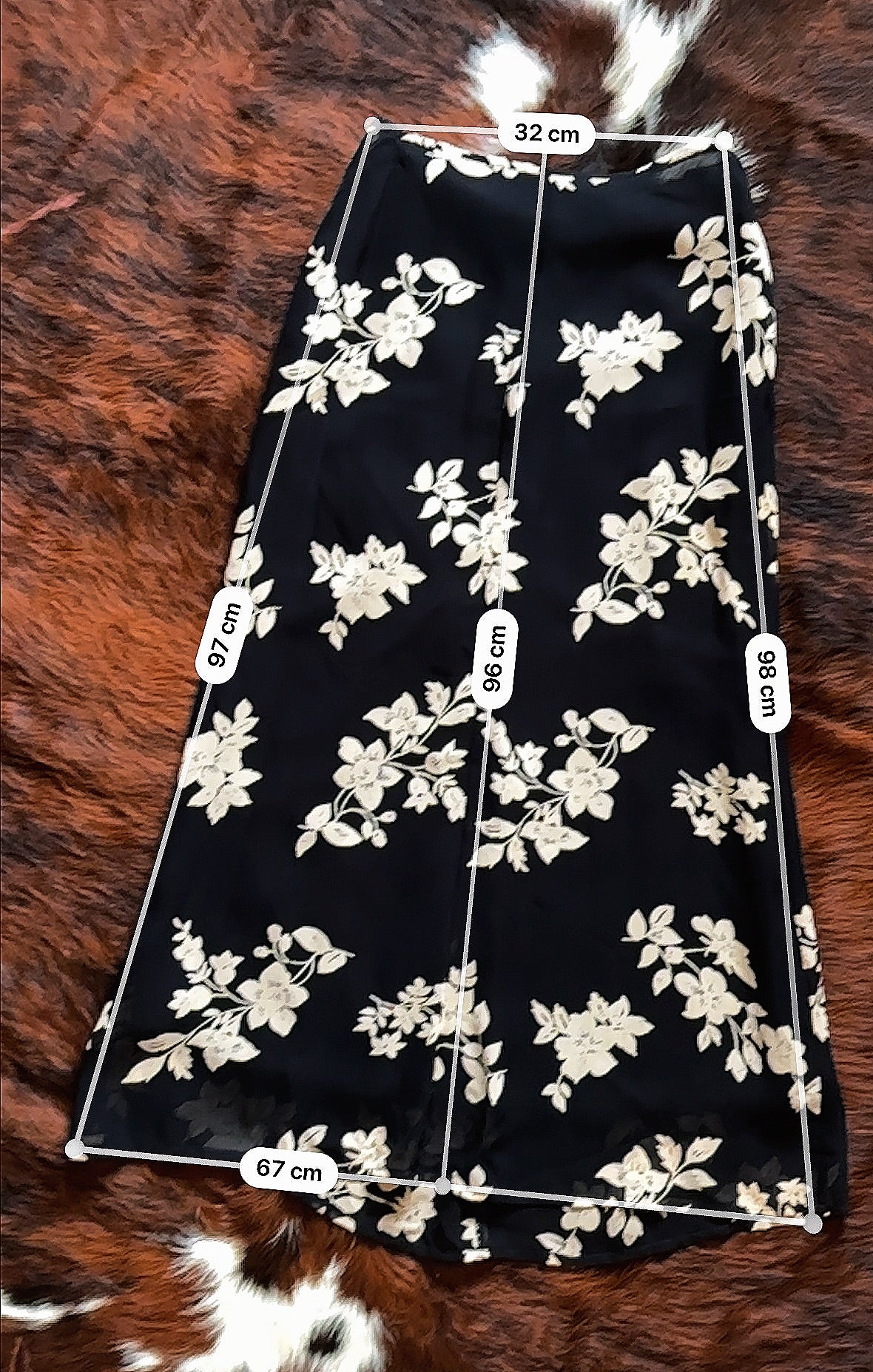 Gonna lunga vintage Made in Italy in 100% viscosa con stampa floreale