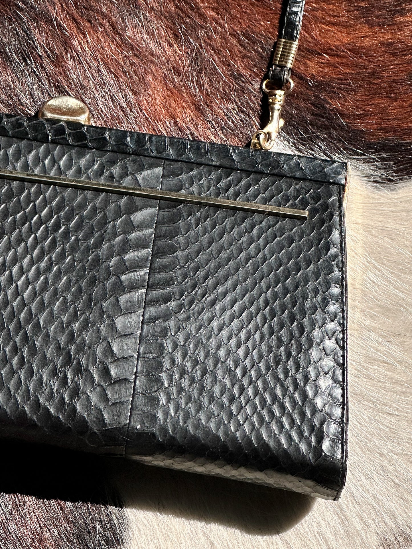 CLUTCH - 80s structured exotic leather bag