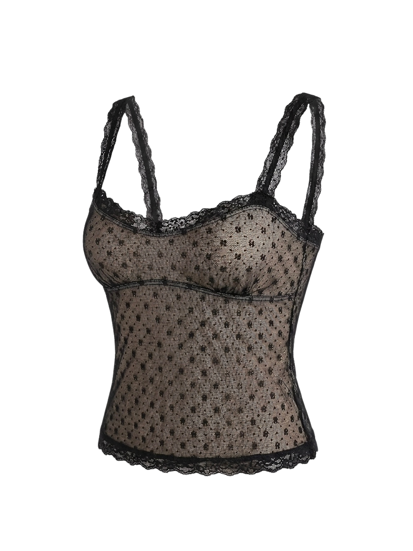 Top sheer mesh nero vintage coquette Y2K