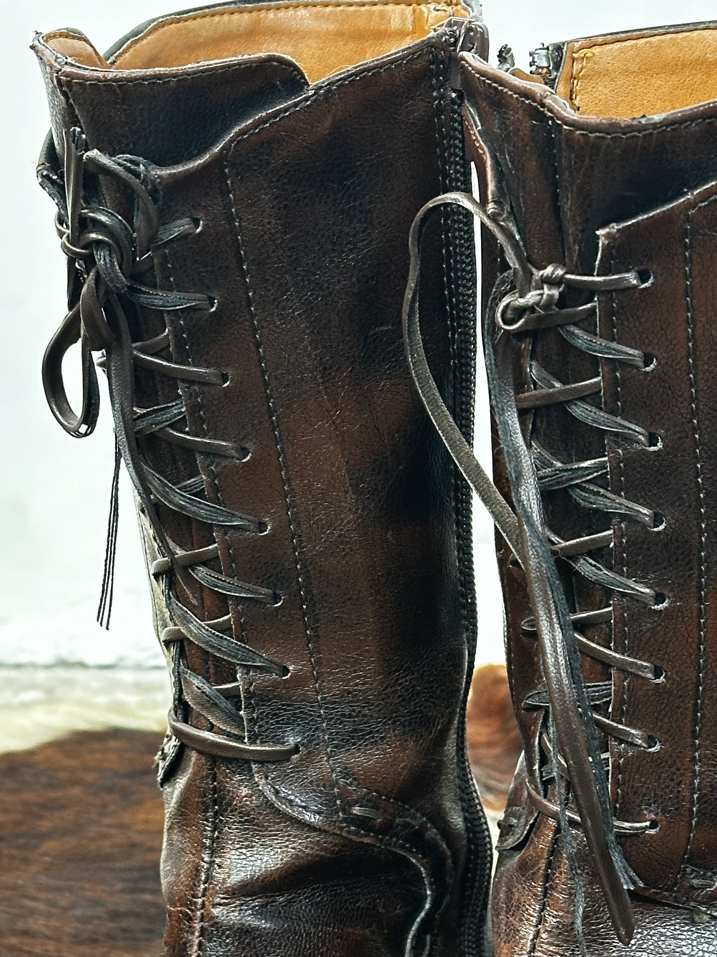 Stivali Vintage in Pelle Marrone – Punta Squadrata - Western\Boho | Taglia 36