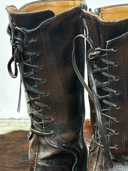 Stivali Vintage in Pelle Marrone – Punta Squadrata - Western\Boho | Taglia 36